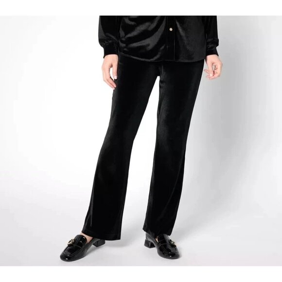 Isaac Mizrahi Live x Selma Blair Velvet Pull on Pants Pitch Black Small A631285 - Picture 1 of 1